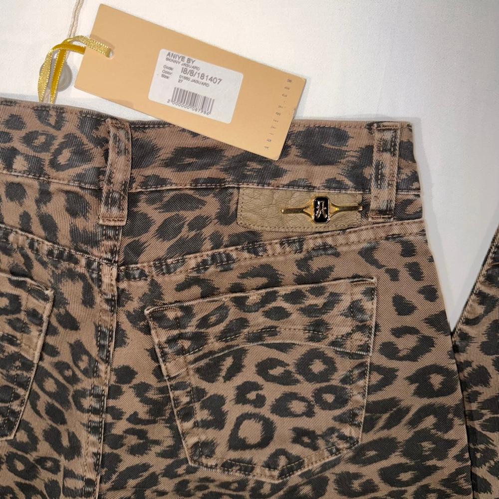 ANIYE BY Leopard Print Skinny Jeans Italy 27 NWT Mob Wife Indie Sleaze Animal - Picture 9 of 11